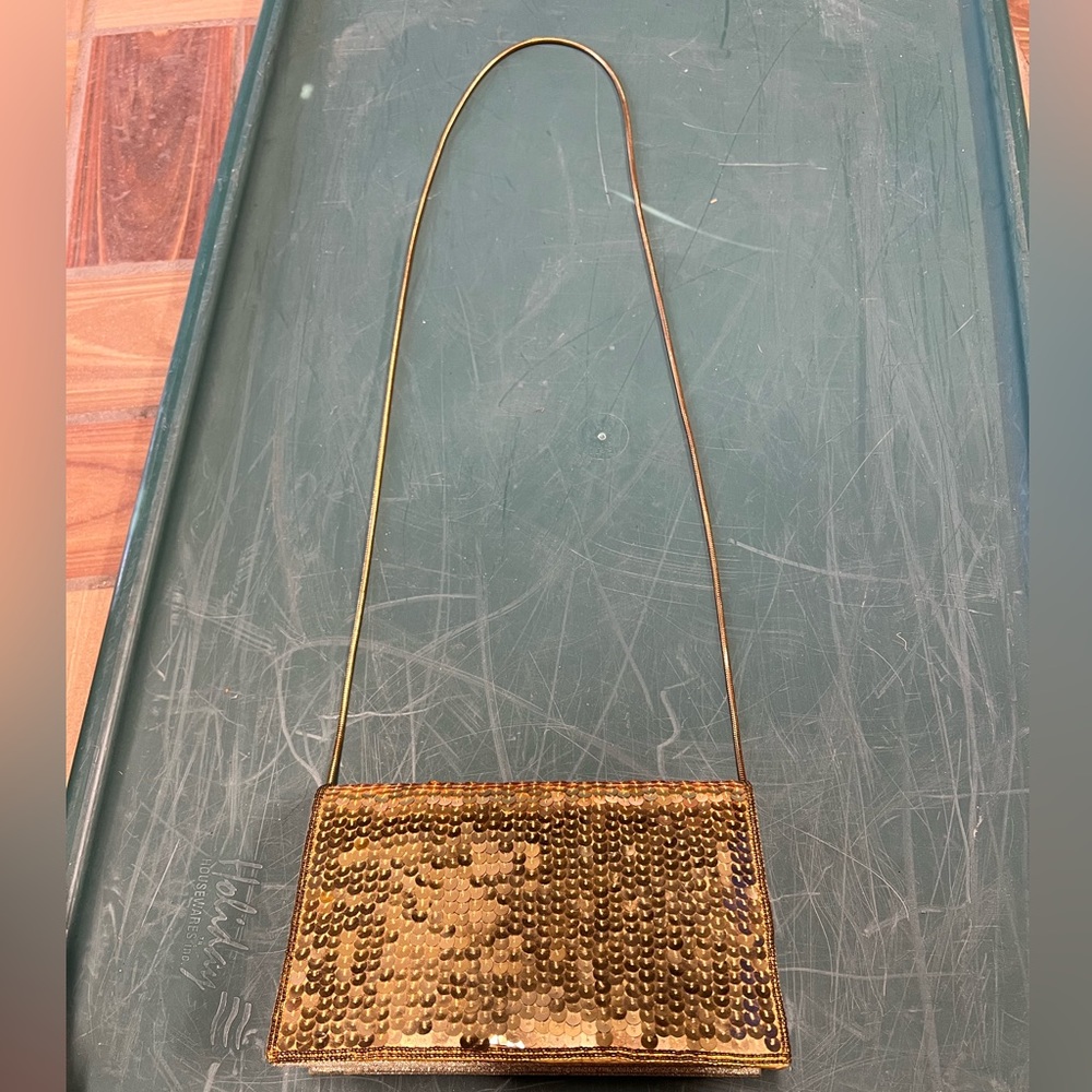 3/$15 Private Collection Vintage Gold Sequin Crossbody Bag